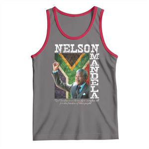 Nelson Mandela Quote Tank Top Real Leaders Must Be Ready To Sacrifice All For The Freedom TS11 Deep Heather Red Print Your Wear