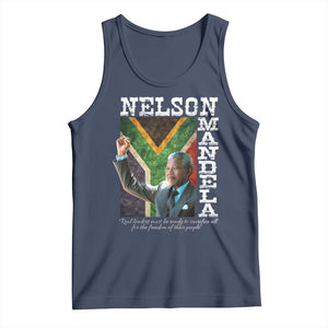 Nelson Mandela Quote Tank Top Real Leaders Must Be Ready To Sacrifice All For The Freedom TS11 Navy Print Your Wear