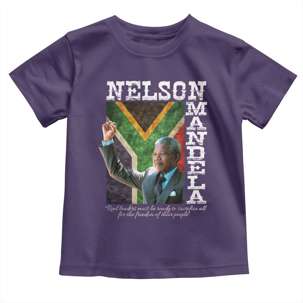 Nelson Mandela Quote Toddler T Shirt Real Leaders Must Be Ready To Sacrifice All For The Freedom TS11 Purple Print Your Wear