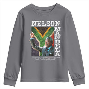 Nelson Mandela Quote Youth Sweatshirt Real Leaders Must Be Ready To Sacrifice All For The Freedom TS11 Charcoal Print Your Wear