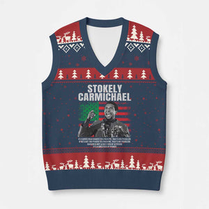 Stokely Carmichael Quote V-Neck Knit Sweater Vest Racism Is Not A Question Of Attitude It's A Question Of Power TS11 Navy Red Print Your Wear