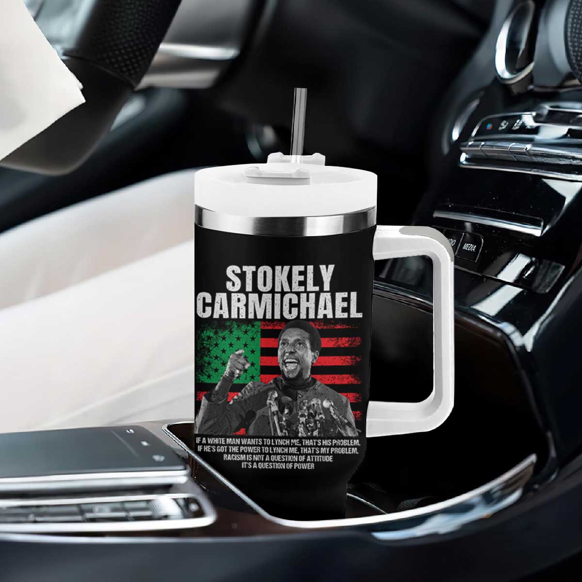 Stokely Carmichael Quote Tumbler With Handle Racism Is Not A Question Of Attitude It's A Question Of Power TS11 Print Your Wear