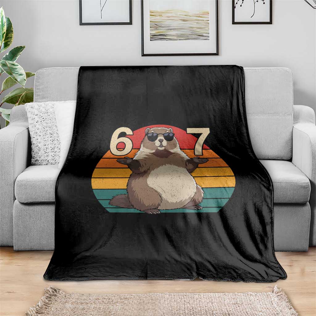 Funny Groundhog 67 Throw Blanket Six Seven Meme Retro Vintage Woodchuck Day TS11 Print Your Wear