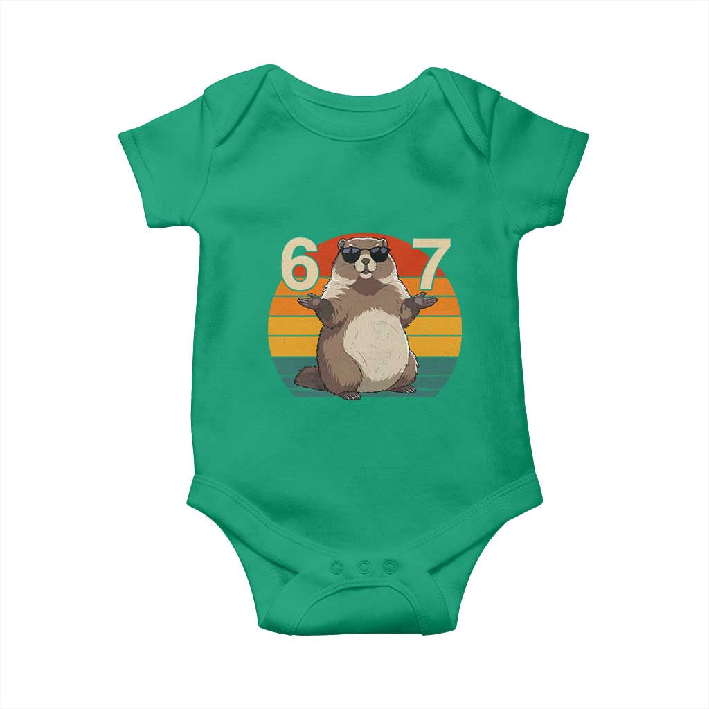 Funny Groundhog 67 Baby Onesie Six Seven Meme Retro Vintage Woodchuck Day TS11 Irish Green Print Your Wear