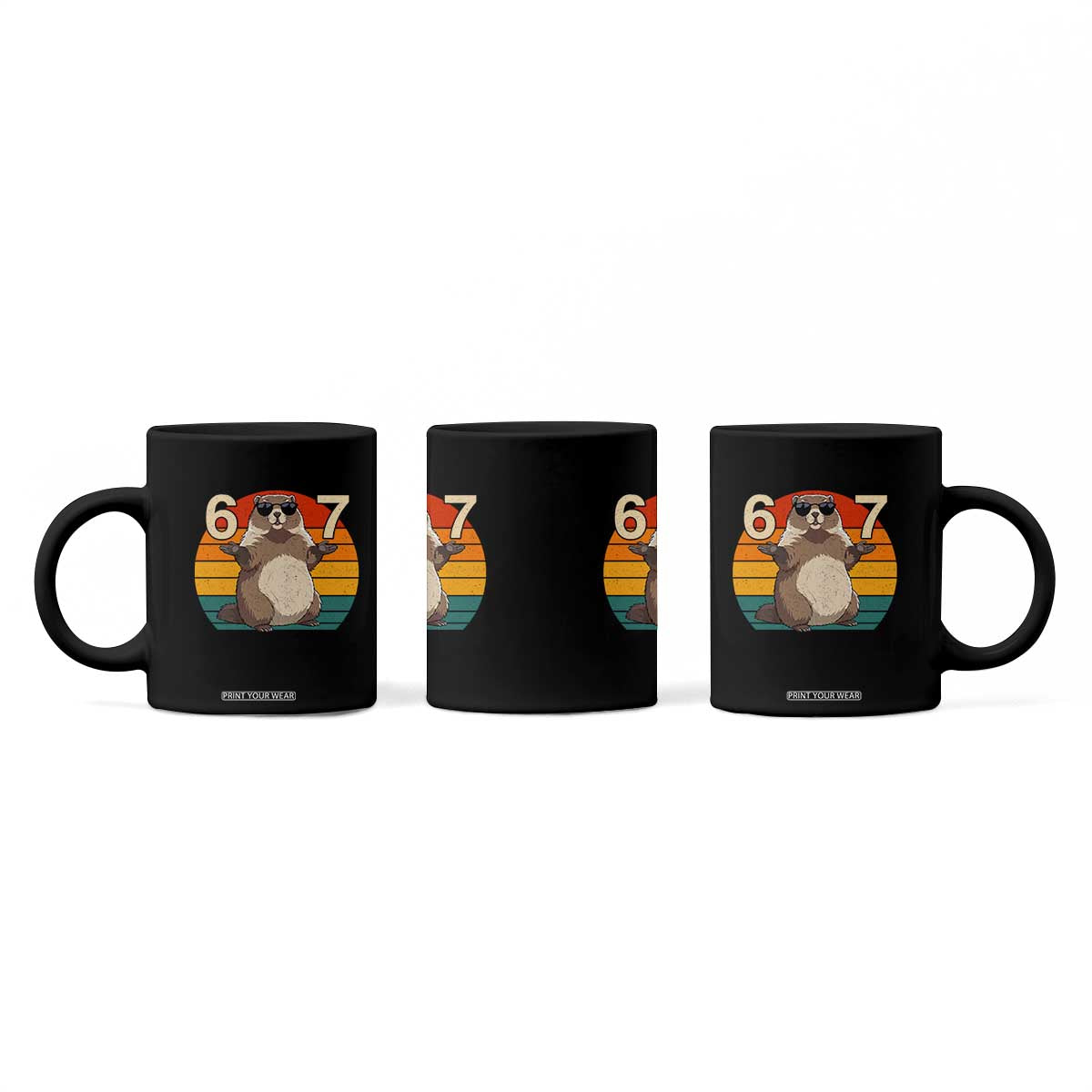 Funny Groundhog 67 Coffee Mug Six Seven Meme Retro Vintage Woodchuck Day TS11 Print Your Wear