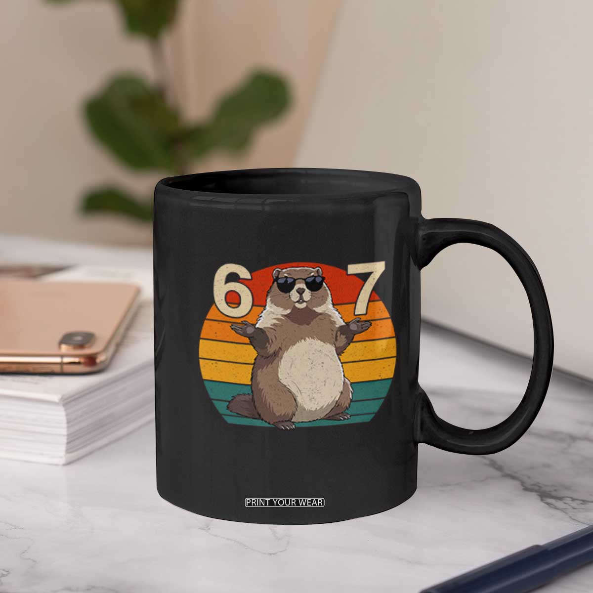 Funny Groundhog 67 Coffee Mug Six Seven Meme Retro Vintage Woodchuck Day TS11 Print Your Wear