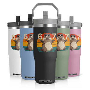 Funny Groundhog 67 Flip Straw Tumbler Six Seven Meme Retro Vintage Woodchuck Day TS11 Print Your Wear