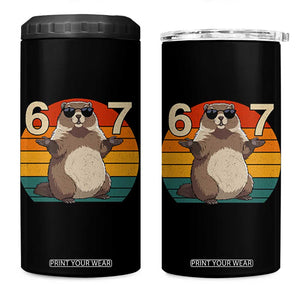 Funny Groundhog 67 4 in 1 Can Cooler Tumbler Six Seven Meme Retro Vintage Woodchuck Day TS11 One Size: 16 oz Black Print Your Wear
