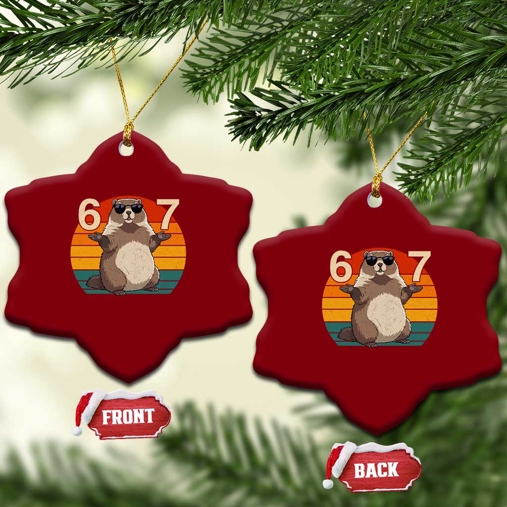 Funny Groundhog 67 Ceramic Ornament Six Seven Meme Retro Vintage Woodchuck Day TS11 Print Your Wear
