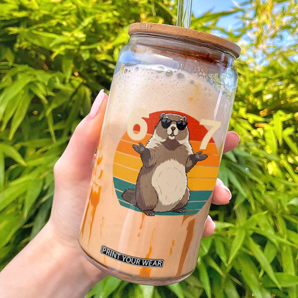 Funny Groundhog 67 Glass Can Six Seven Meme Retro Vintage Woodchuck Day TS11 Black Print Your Wear