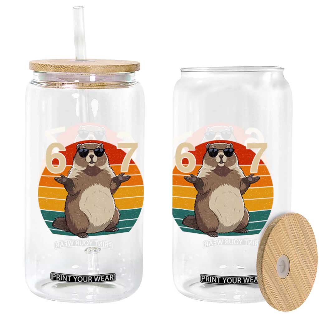 Funny Groundhog 67 Glass Can Six Seven Meme Retro Vintage Woodchuck Day TS11 Print Your Wear