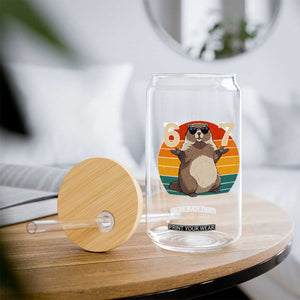 Funny Groundhog 67 Glass Can Six Seven Meme Retro Vintage Woodchuck Day TS11 Print Your Wear