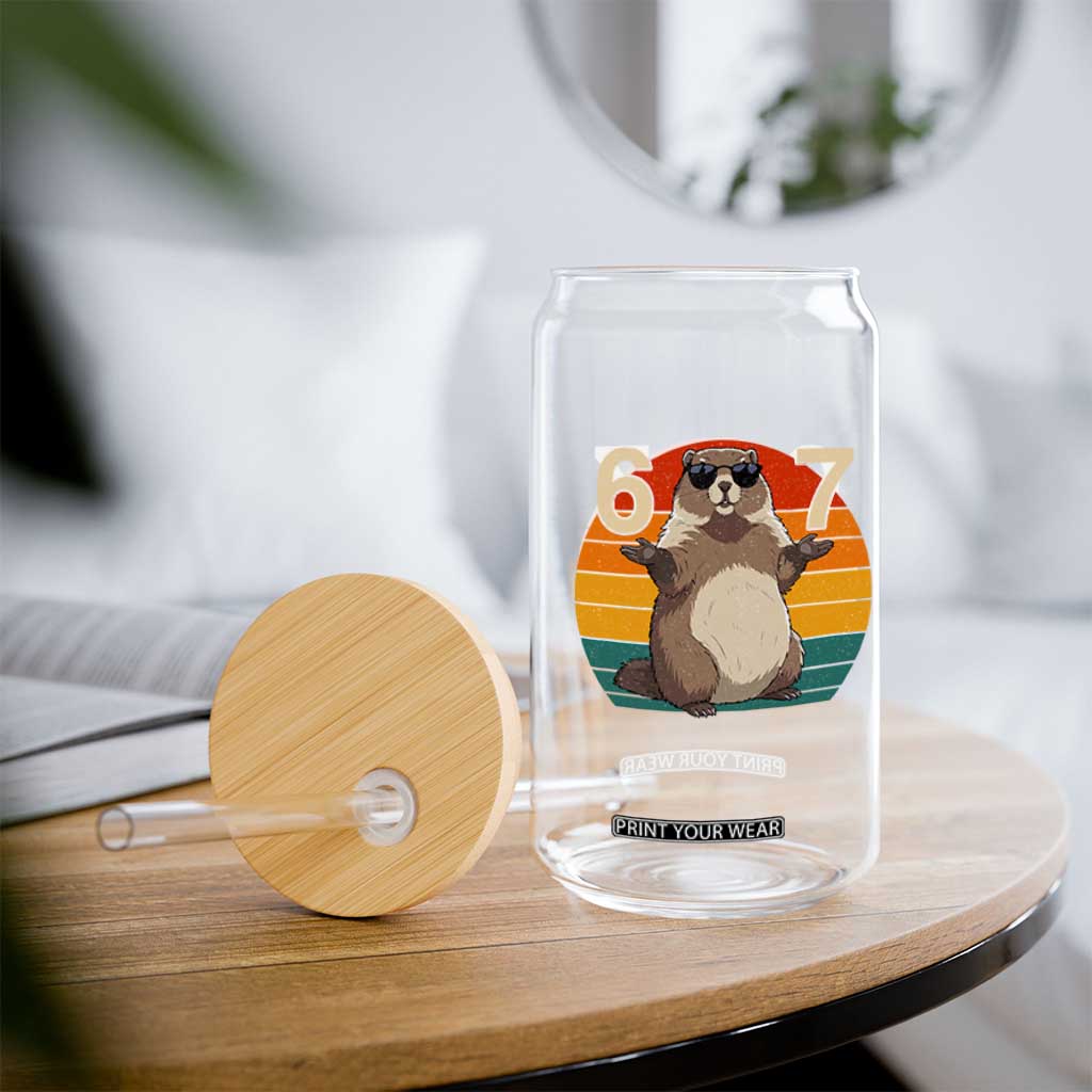 Funny Groundhog 67 Glass Can Six Seven Meme Retro Vintage Woodchuck Day TS11 Print Your Wear