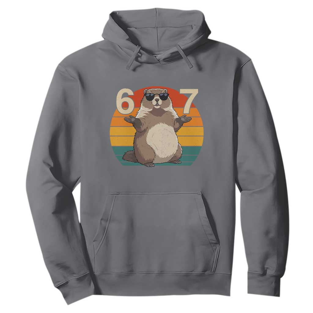 Funny Groundhog 67 Hoodie Six Seven Meme Retro Vintage Woodchuck Day TS11 Charcoal Print Your Wear