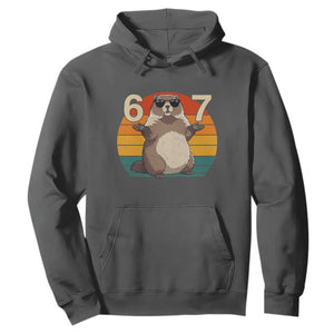 Funny Groundhog 67 Hoodie Six Seven Meme Retro Vintage Woodchuck Day TS11 Dark Heather Print Your Wear