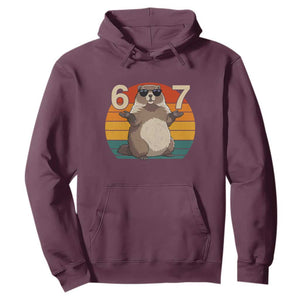 Funny Groundhog 67 Hoodie Six Seven Meme Retro Vintage Woodchuck Day TS11 Maroon Print Your Wear