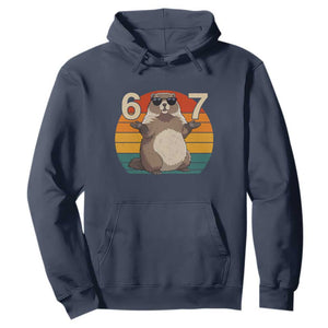 Funny Groundhog 67 Hoodie Six Seven Meme Retro Vintage Woodchuck Day TS11 Navy Print Your Wear