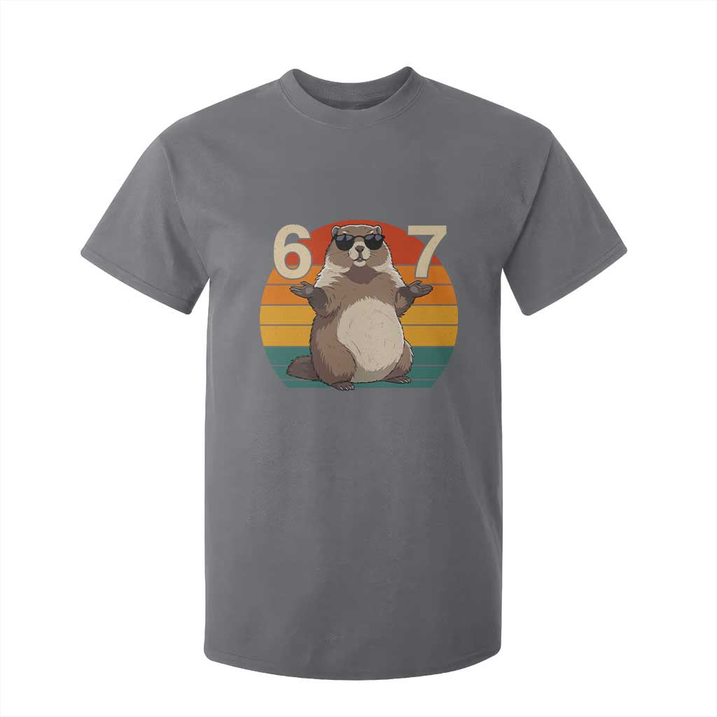 Funny Groundhog 67 T Shirt For Kid Six Seven Meme Retro Vintage Woodchuck Day TS11 Charcoal Print Your Wear