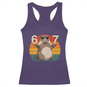 Funny Groundhog 67 Racerback Tank Top Six Seven Meme Retro Vintage Woodchuck Day TS11 Purple Print Your Wear