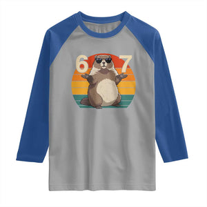 Funny Groundhog 67 Raglan Shirt Six Seven Meme Retro Vintage Woodchuck Day TS11 Sport Gray Royal Print Your Wear