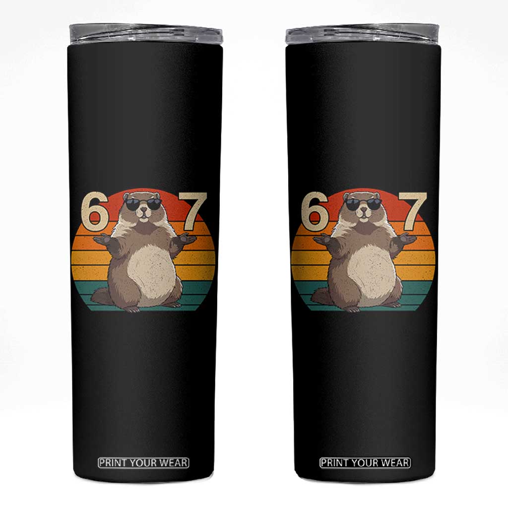 Funny Groundhog 67 Skinny Tumbler Six Seven Meme Retro Vintage Woodchuck Day TS11 Black Print Your Wear