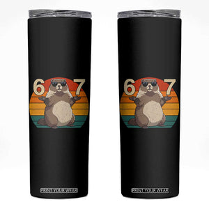 Funny Groundhog 67 Skinny Tumbler Six Seven Meme Retro Vintage Woodchuck Day TS11 Black Print Your Wear