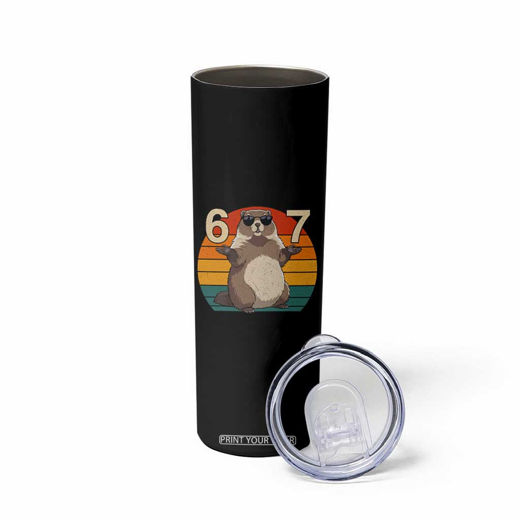 Funny Groundhog 67 Skinny Tumbler Six Seven Meme Retro Vintage Woodchuck Day TS11 Print Your Wear