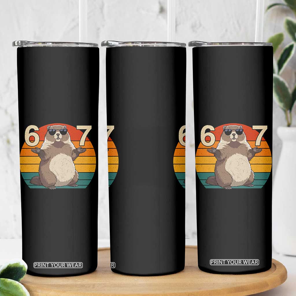 Funny Groundhog 67 Skinny Tumbler Six Seven Meme Retro Vintage Woodchuck Day TS11 Print Your Wear
