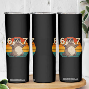 Funny Groundhog 67 Skinny Tumbler Six Seven Meme Retro Vintage Woodchuck Day TS11 Print Your Wear