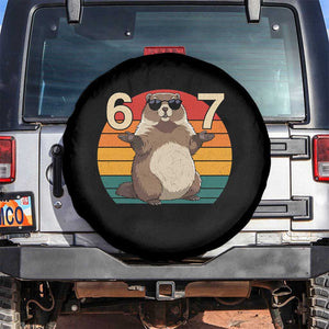 Funny Groundhog 67 Spare Tire Cover Six Seven Meme Retro Vintage Woodchuck Day TS11 No hole Black Print Your Wear