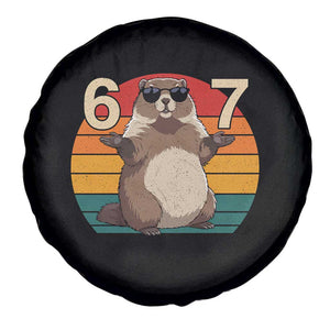 Funny Groundhog 67 Spare Tire Cover Six Seven Meme Retro Vintage Woodchuck Day TS11 Print Your Wear