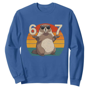 Funny Groundhog 67 Sweatshirt Six Seven Meme Retro Vintage Woodchuck Day TS11 Royal Blue Print Your Wear