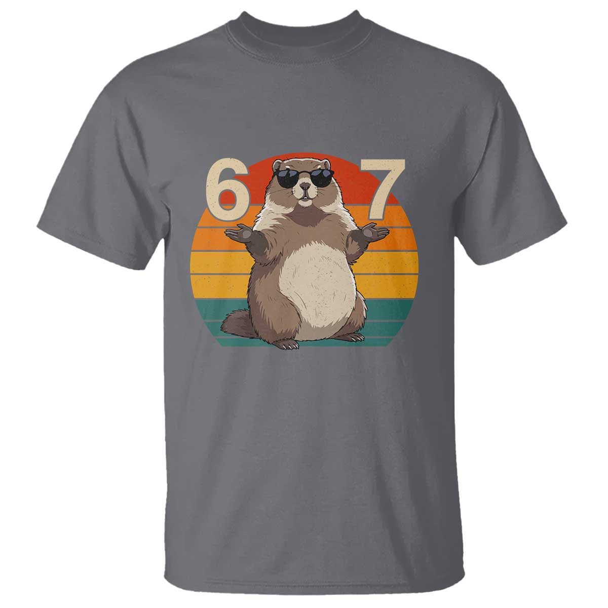 Funny Groundhog 67 T Shirt Six Seven Meme Retro Vintage Woodchuck Day TS11 Charcoal Print Your Wear