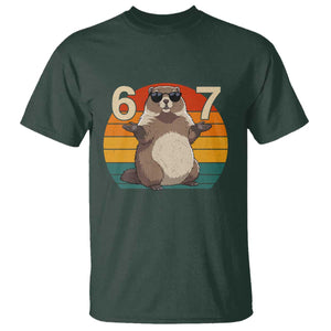 Funny Groundhog 67 T Shirt Six Seven Meme Retro Vintage Woodchuck Day TS11 Dark Forest Green Print Your Wear