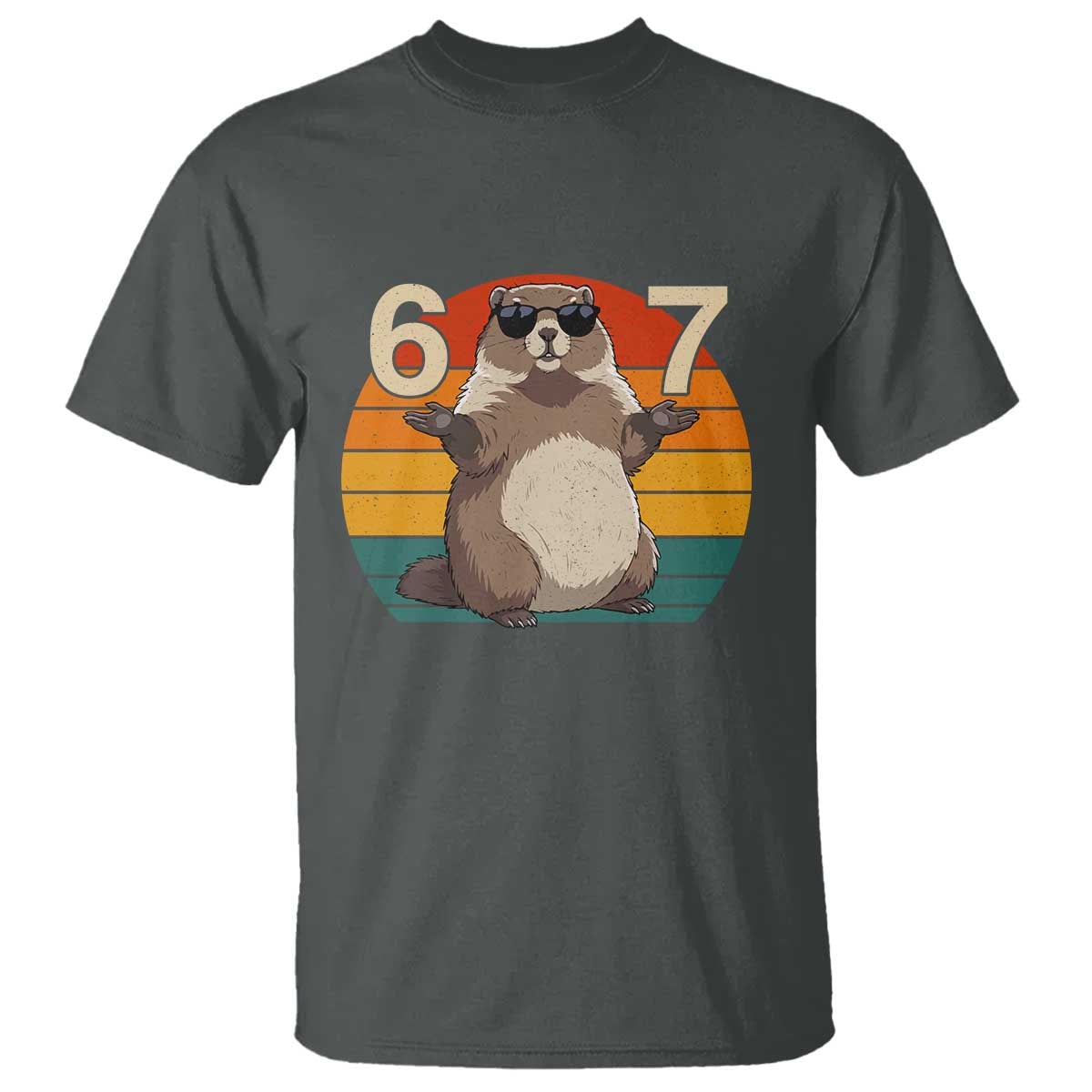 Funny Groundhog 67 T Shirt Six Seven Meme Retro Vintage Woodchuck Day TS11 Dark Heather Print Your Wear