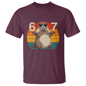 Funny Groundhog 67 T Shirt Six Seven Meme Retro Vintage Woodchuck Day TS11 Maroon Print Your Wear