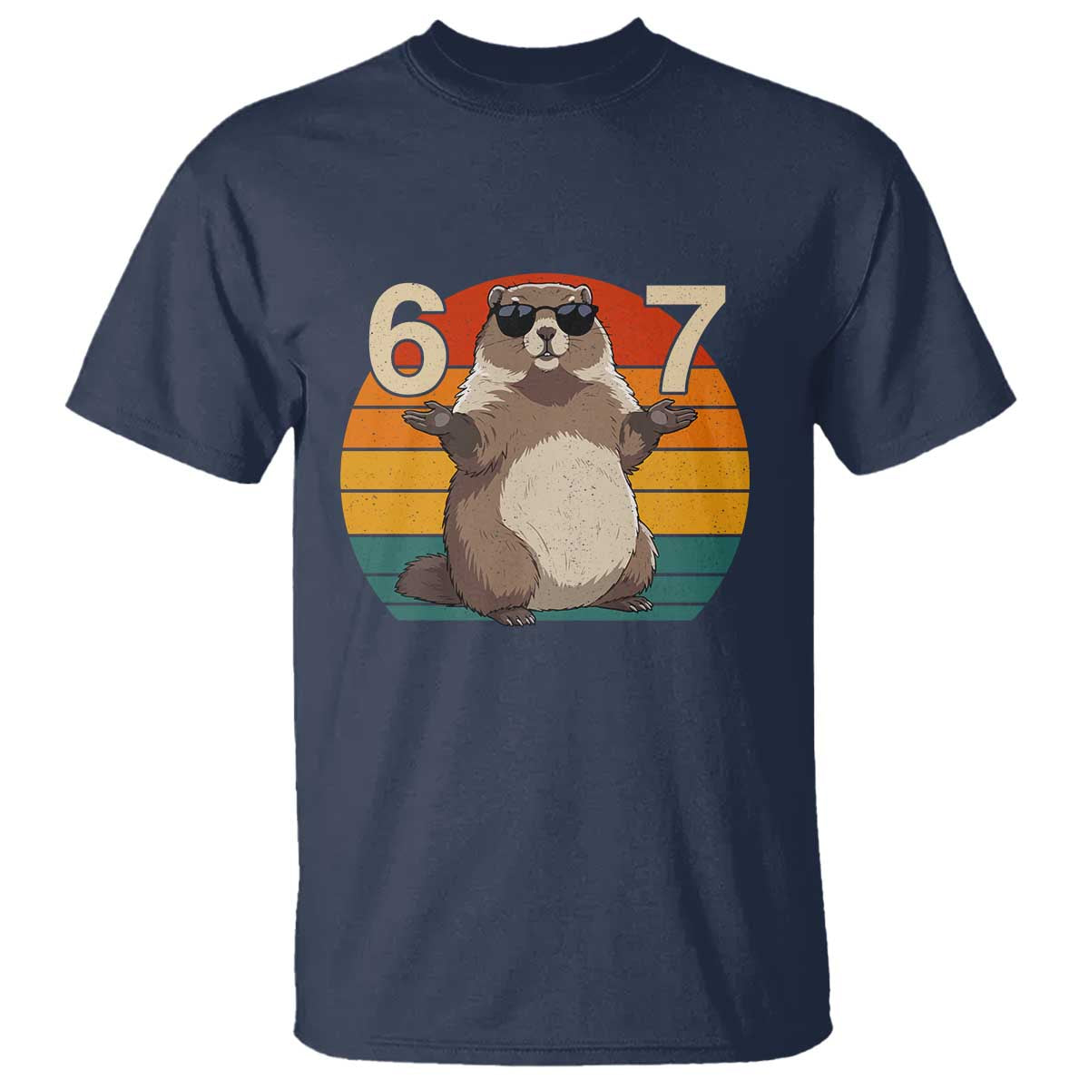 Funny Groundhog 67 T Shirt Six Seven Meme Retro Vintage Woodchuck Day TS11 Navy Print Your Wear