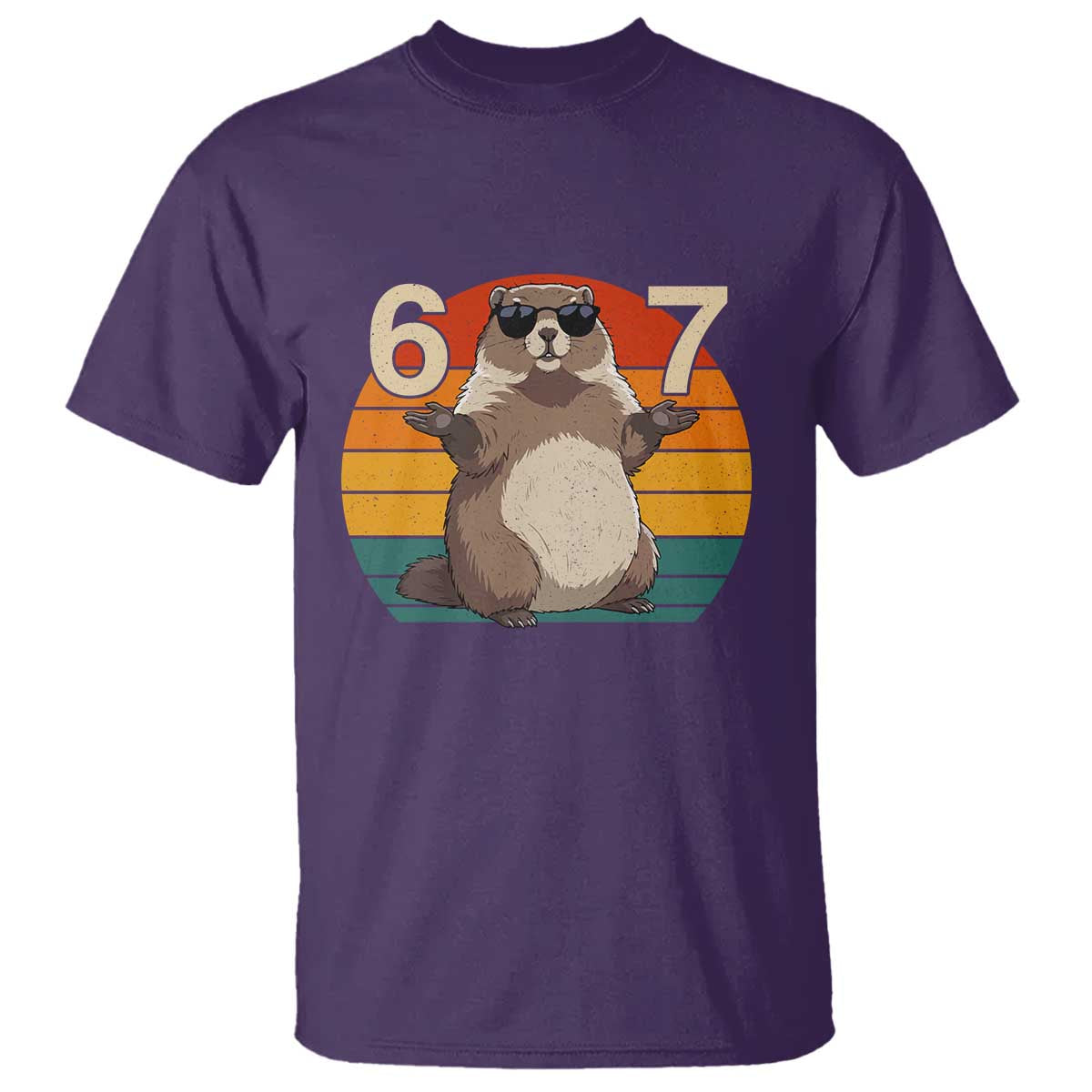 Funny Groundhog 67 T Shirt Six Seven Meme Retro Vintage Woodchuck Day TS11 Purple Print Your Wear