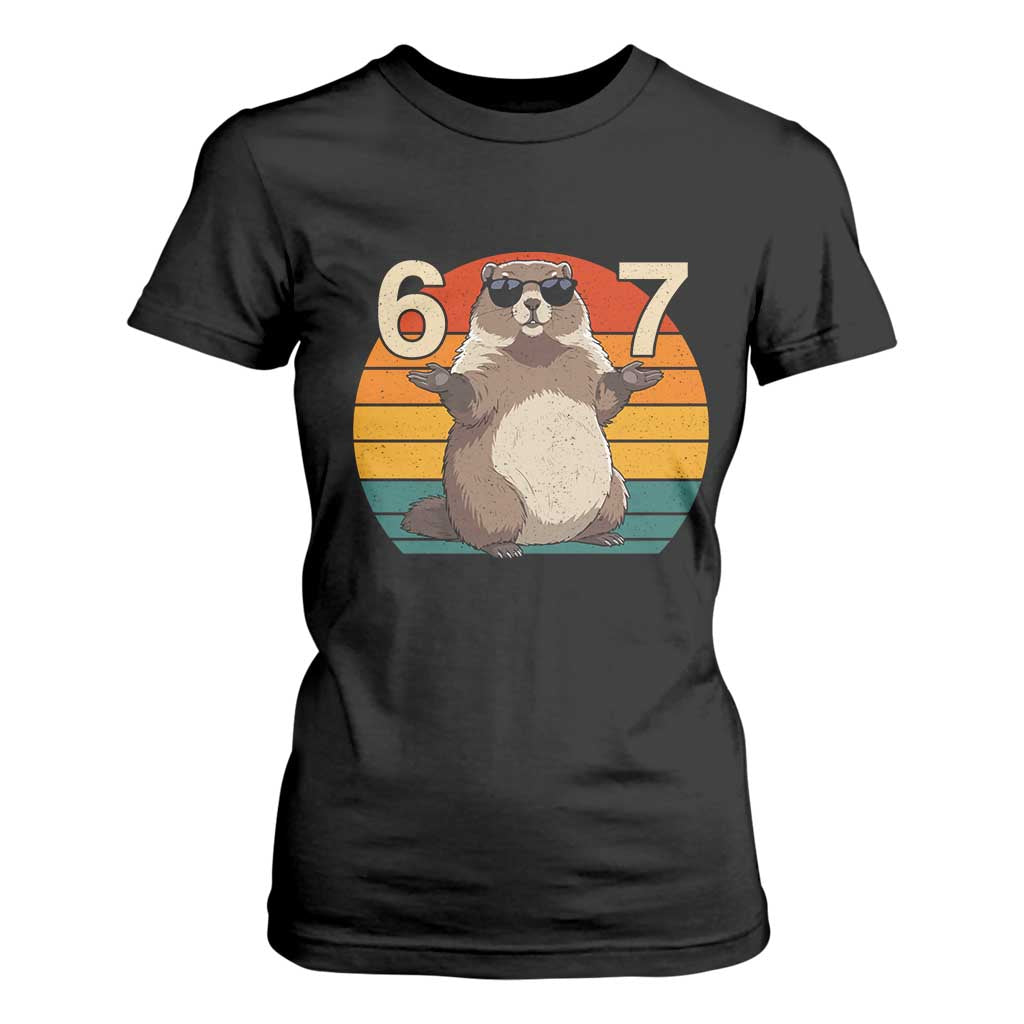 Funny Groundhog 67 T Shirt For Women Six Seven Meme Retro Vintage Woodchuck Day TS11 Black Print Your Wear