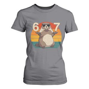 Funny Groundhog 67 T Shirt For Women Six Seven Meme Retro Vintage Woodchuck Day TS11 Charcoal Print Your Wear