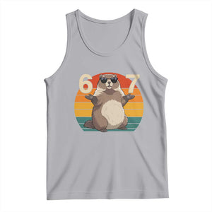 Funny Groundhog 67 Tank Top Six Seven Meme Retro Vintage Woodchuck Day TS11 Athletic Heather Print Your Wear