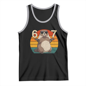 Funny Groundhog 67 Tank Top Six Seven Meme Retro Vintage Woodchuck Day TS11 Black Athletic Heather Print Your Wear