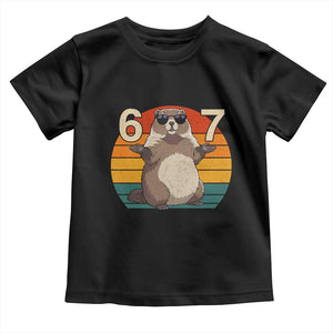 Funny Groundhog 67 Toddler T Shirt Six Seven Meme Retro Vintage Woodchuck Day TS11 Black Print Your Wear