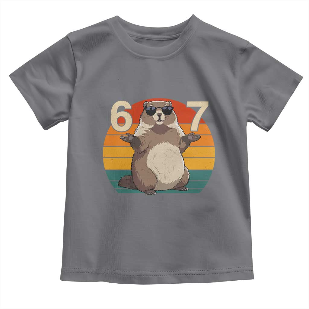 Funny Groundhog 67 Toddler T Shirt Six Seven Meme Retro Vintage Woodchuck Day TS11 Charcoal Print Your Wear