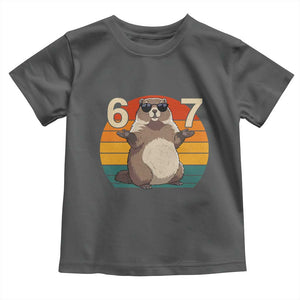 Funny Groundhog 67 Toddler T Shirt Six Seven Meme Retro Vintage Woodchuck Day TS11 Dark Heather Print Your Wear