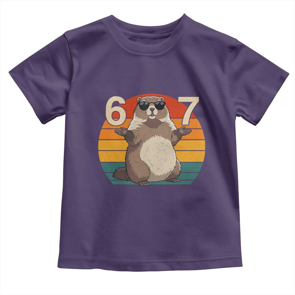 Funny Groundhog 67 Toddler T Shirt Six Seven Meme Retro Vintage Woodchuck Day TS11 Purple Print Your Wear