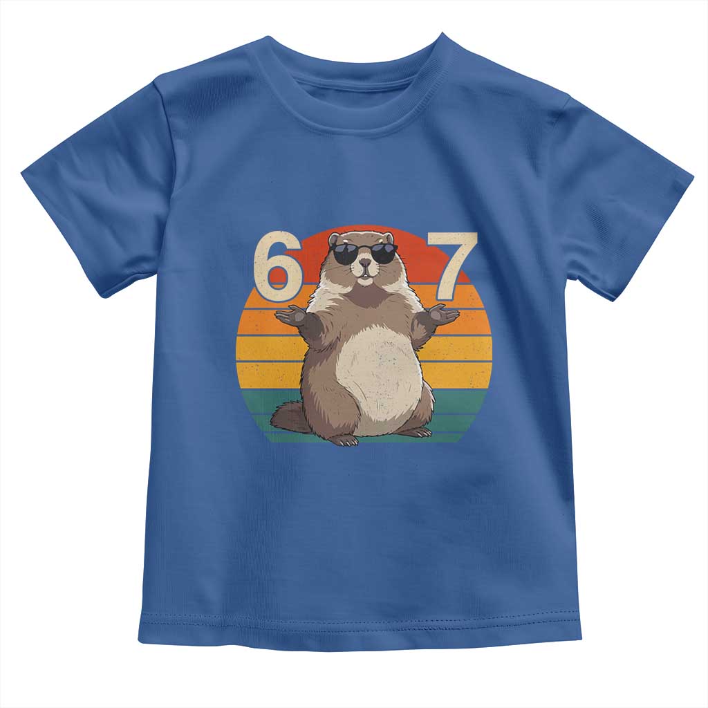 Funny Groundhog 67 Toddler T Shirt Six Seven Meme Retro Vintage Woodchuck Day TS11 Royal Blue Print Your Wear