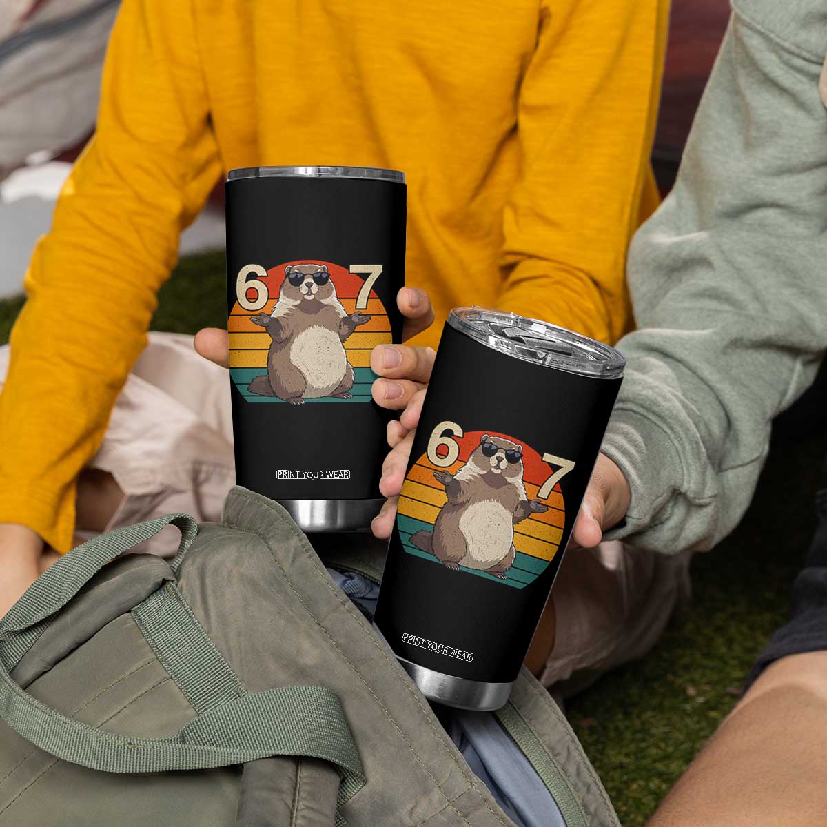 Funny Groundhog 67 Tumbler Cup Six Seven Meme Retro Vintage Woodchuck Day TS11 Print Your Wear