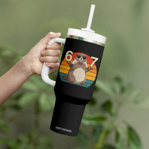 Funny Groundhog 67 Tumbler With Handle Six Seven Meme Retro Vintage Woodchuck Day TS11 Print Your Wear