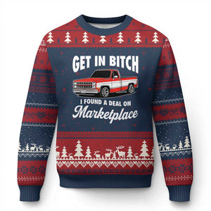 Funny Get in Bitch I Found A Deal On Marketplace Meme Ugly Christmas Sweater TS11 Navy Red Print Your Wear